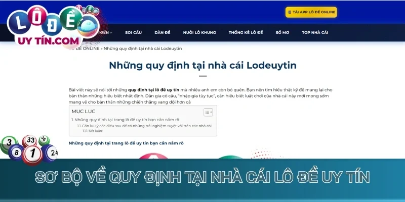 Sơ bộ về quy định tại nhà cái lô đề uy tín